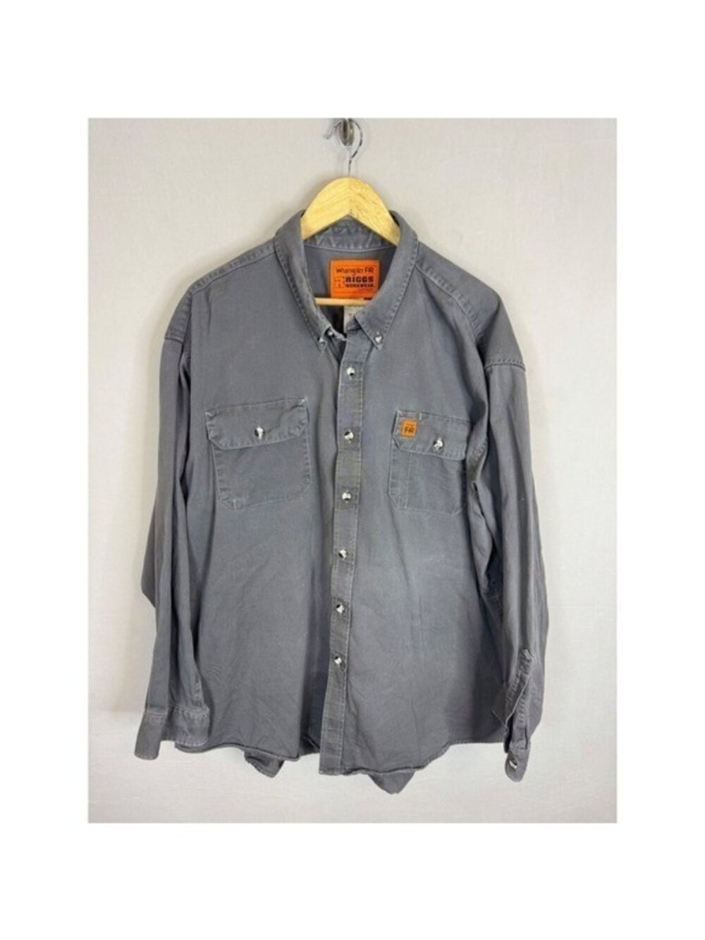 Wrangler Riggs Workwear FR Shirt Mens XXL Regular Gray Flame Resistant CAT2